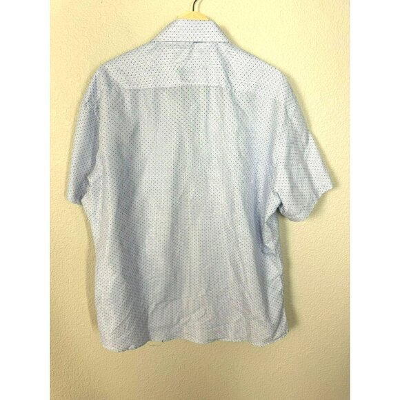BC Collection Button Up Shirt Mens Size Large Blue White Blue Short Sleeve - Picture 10 of 11
